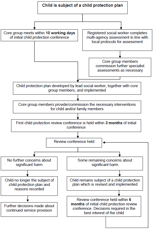 Flow chart 5: What happens after the child protection conference, including the review?